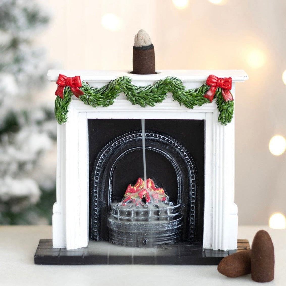 Christmas Fireplace Backflow Incense Cone Holder