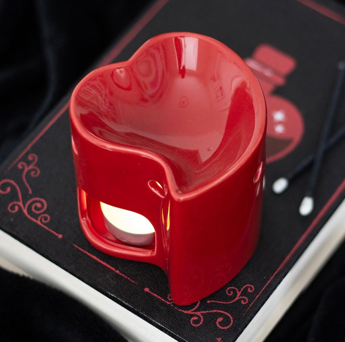 Red heart shape Tealight Wax burner