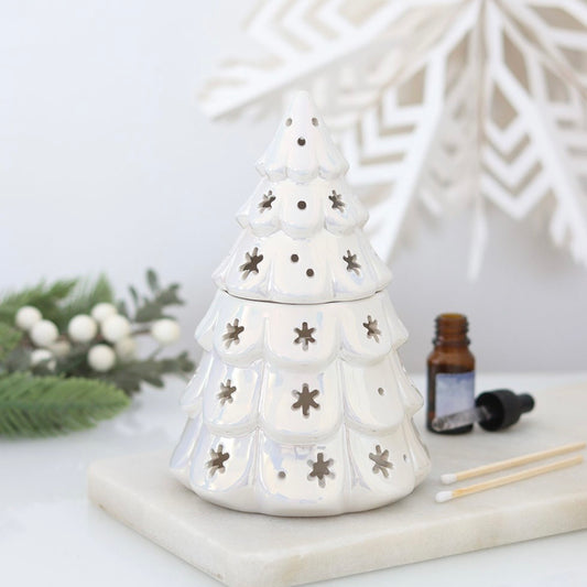 White Iridescent Fir Tree Wax Burner