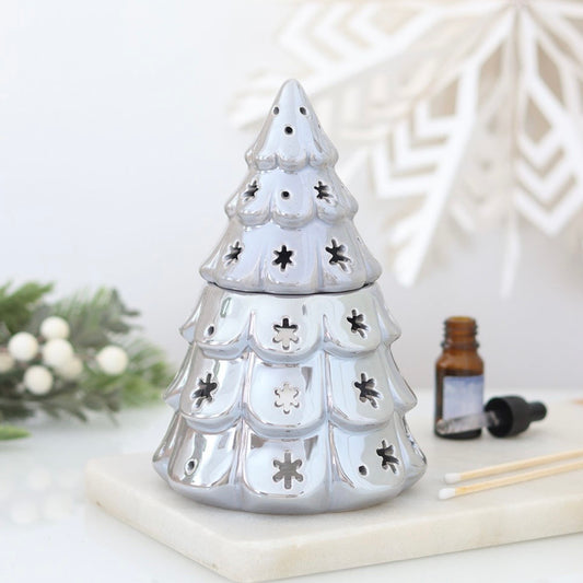 Silver Iridescent Fir Tree Wax Burner
