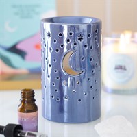 Blue Iridescent Moon Pillar Wax Burner