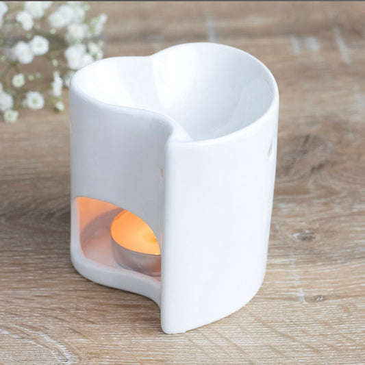 White heart shape Tealight Wax burner