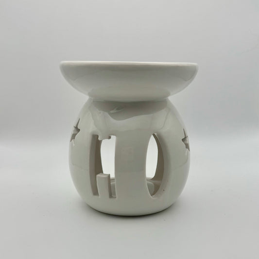 White HO HO HO Tealight Wax Burner