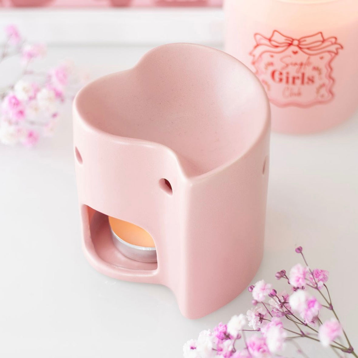 Pink heart shape Tealight Wax burner