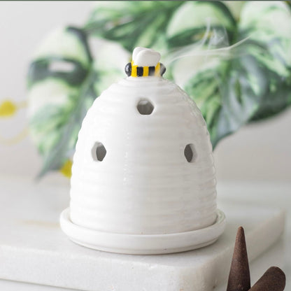 White Beehive Incense Cone Holder