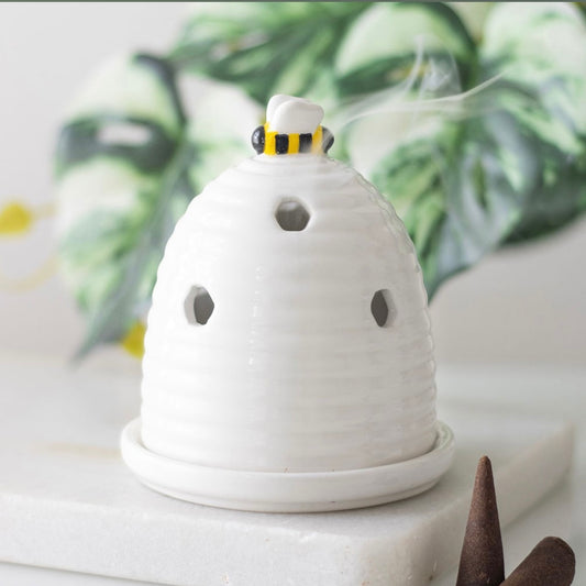 White Beehive Incense Cone Holder