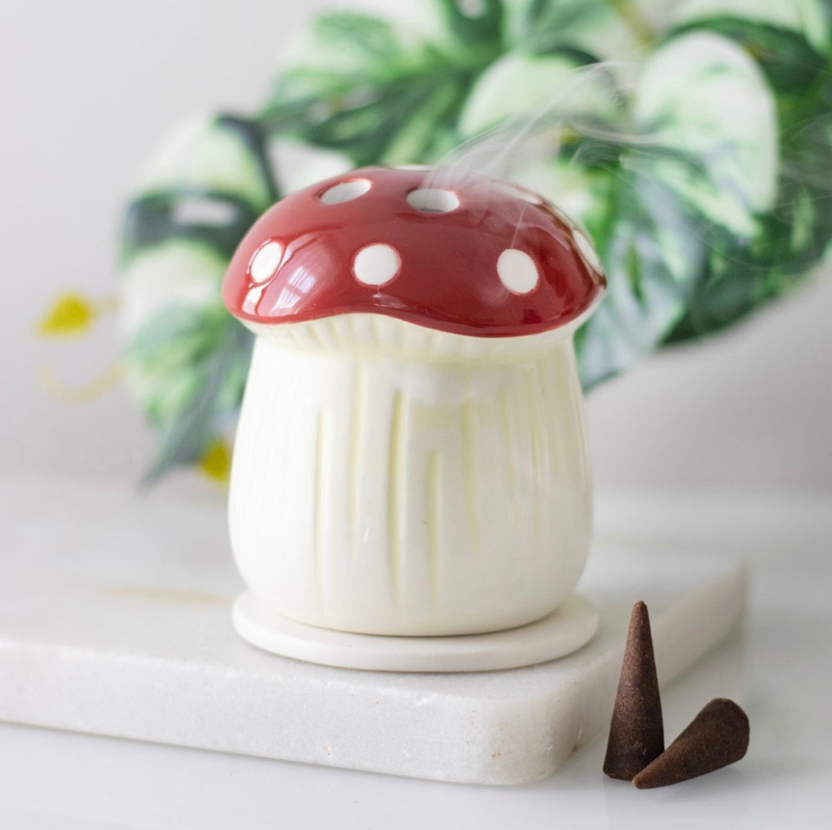 Red Mushroom Incense Cone Holder